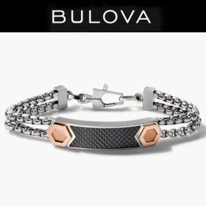 BULOVA Latin Grammy Two-Tone Stainless Steel ID Bracelet 295$